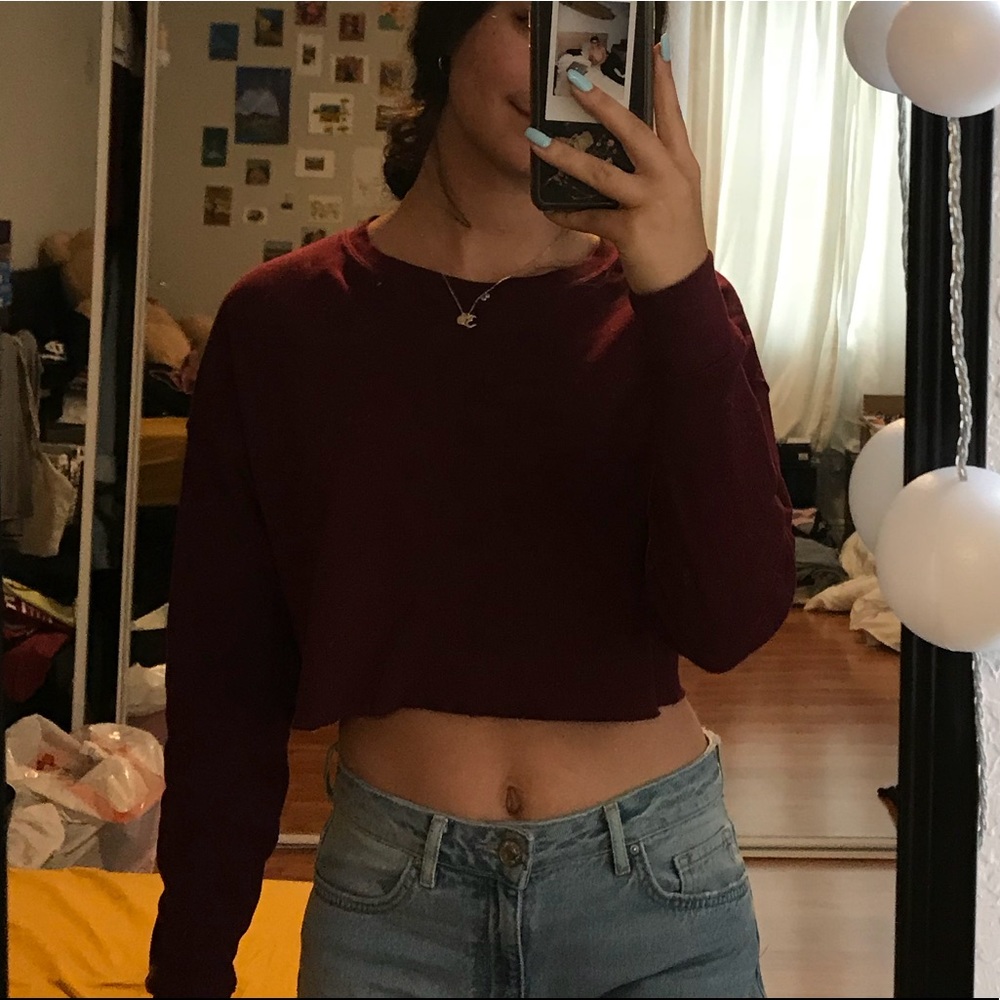 cropped burgundy sweater
